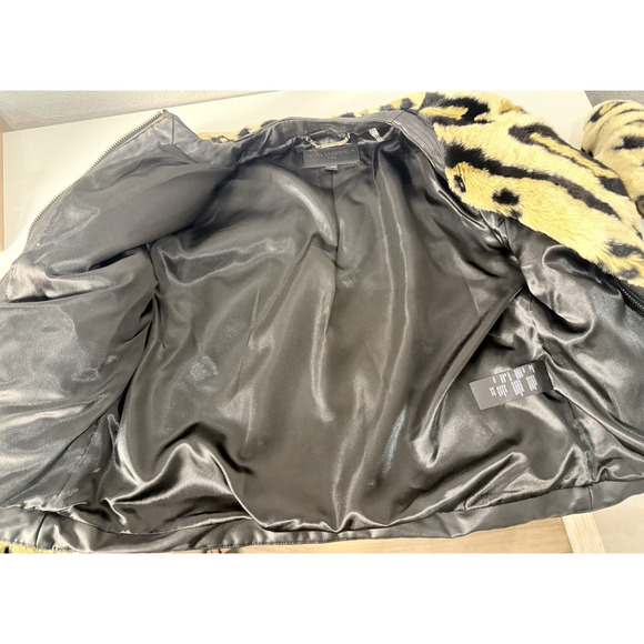 Karl Lagerfeld Paris Faux Fur Leopard Print Jacket Women’s XL - Picture 10 of 12